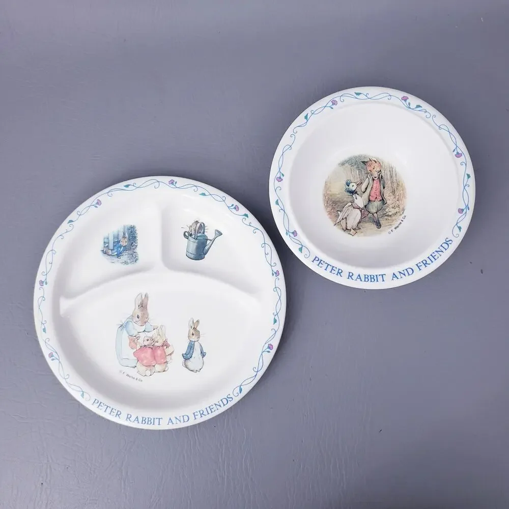 Beatrix Potter Peter Rabbit Melamine Divided Dinner Plate And Bowl